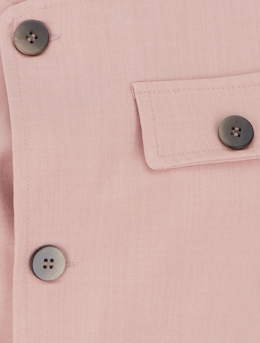 Top boutonné sans manches à poche décorative - Vieux rose - 3