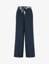 Pantalon droit ceinturé effet lin - Marine - 1