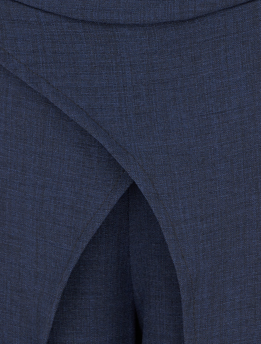 Pantalon droit effet lin à double pans - Marine - 3