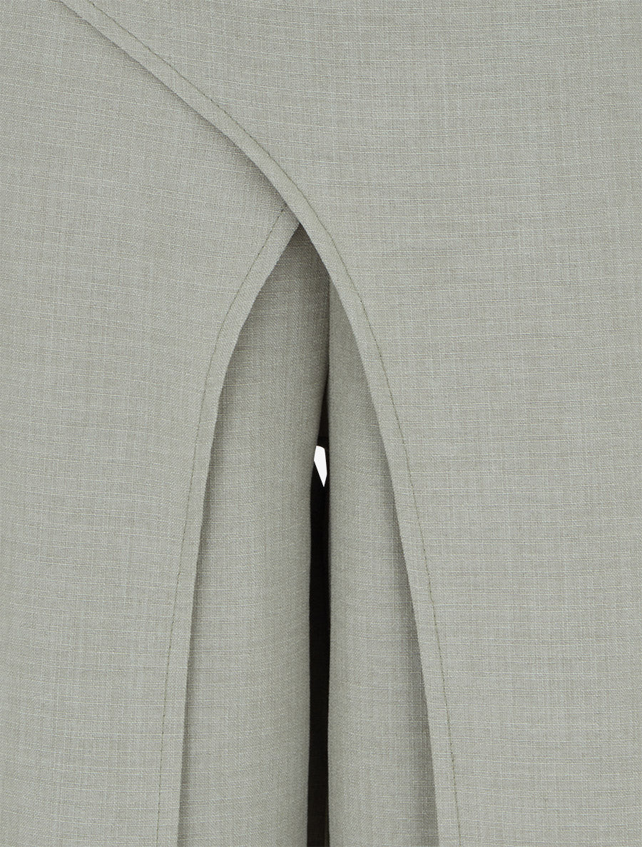 Pantalon droit effet lin à double pans - Kaki - 3