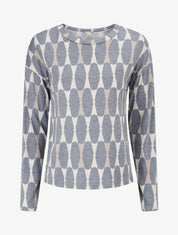 Pull fin à imprimé géométrique - Bleu gris - 1