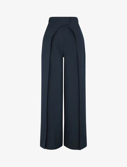 Pantalon à large pans superposés - Marine - 1