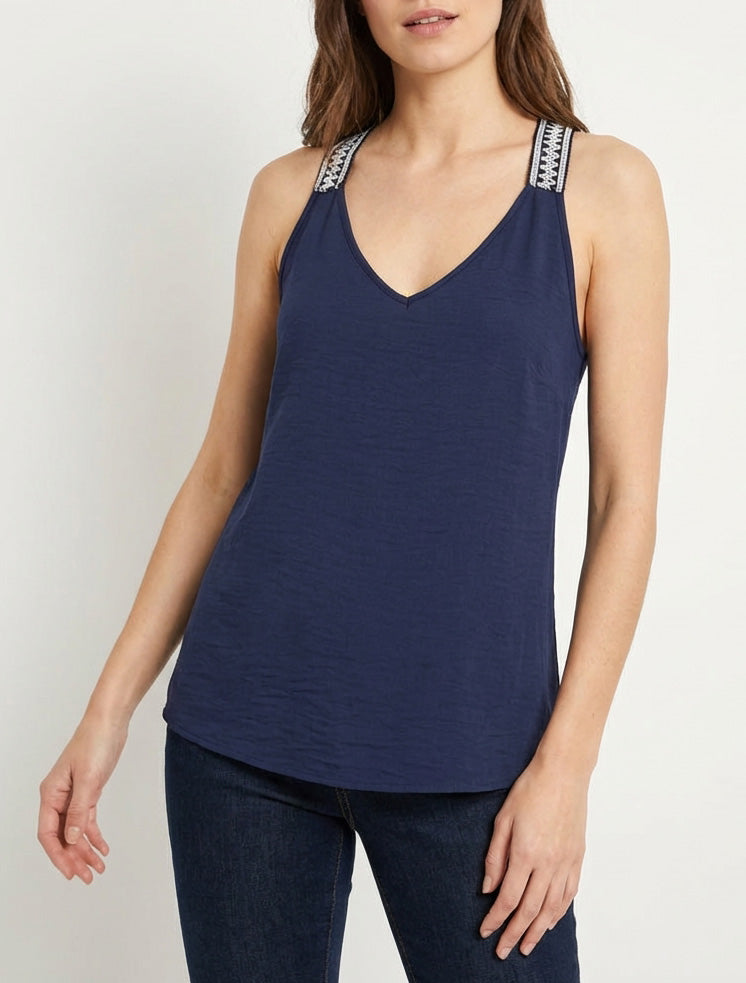 Camiseta sin mangas recta con espalda nadadora - Marine