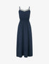 Robe longue unie à taille élastiquée - Marine - 1