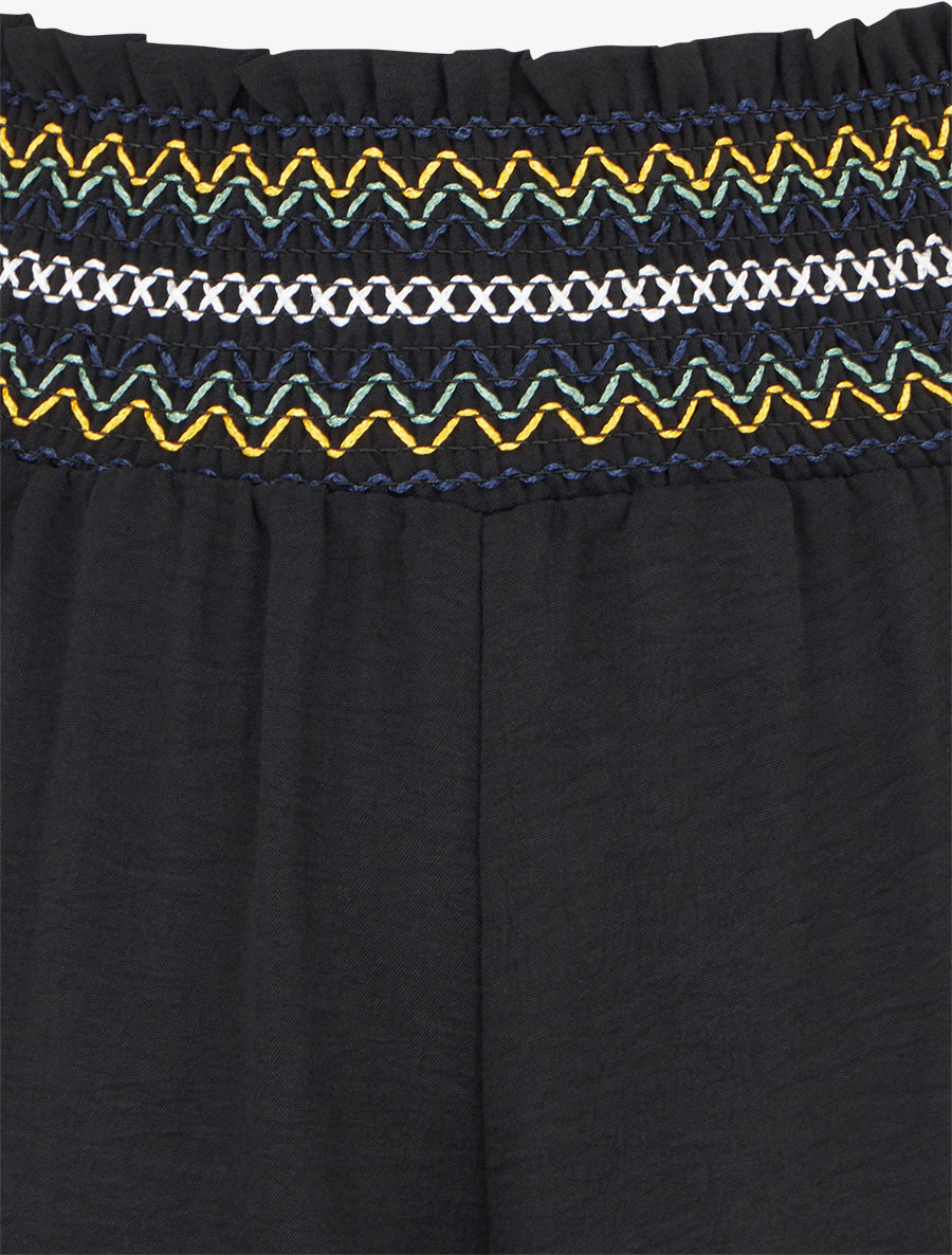 Pantalon droit à taille haute élastiquée - Noir - 3