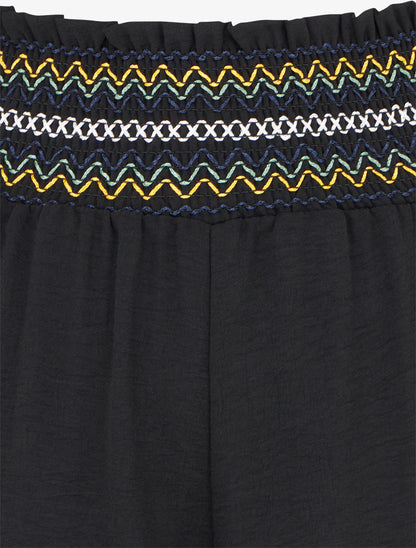 Pantalon droit à taille haute élastiquée - Noir - 3