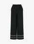 Pantalon ample à bords brodés - Noir - 1