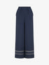Pantalon ample à bords brodés - Marine - 1