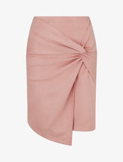 Falda recta de ante efecto trenzado - Rosa
