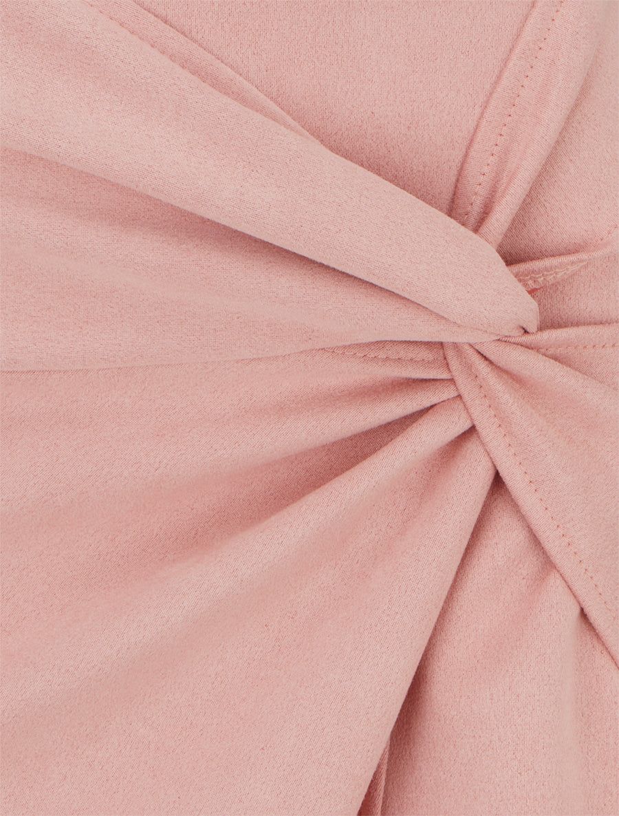 Falda recta de ante efecto trenzado - Rosa