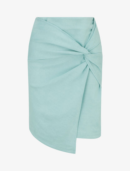 Jupe droite en suédine effet torsadé - Vert d&