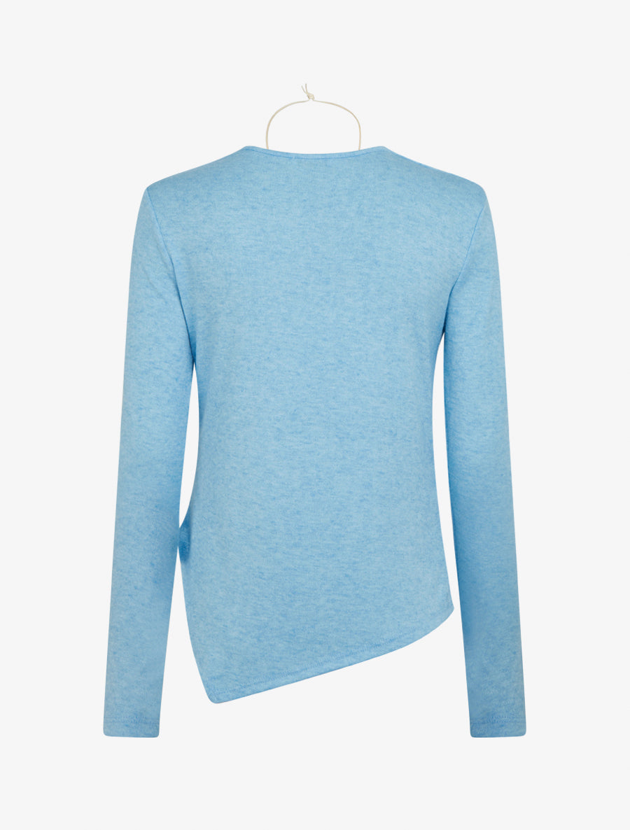 Pull asymétrique à col bénitier - Bleu ciel - 2