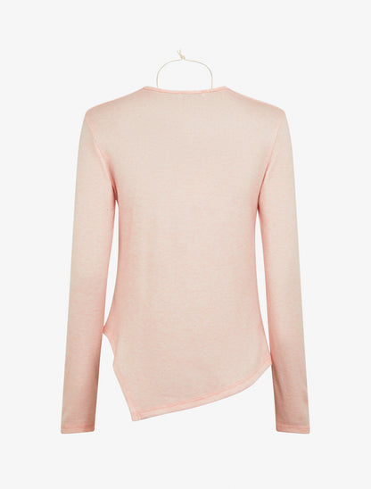 Pull asymétrique à col bénitier - Rose - 2