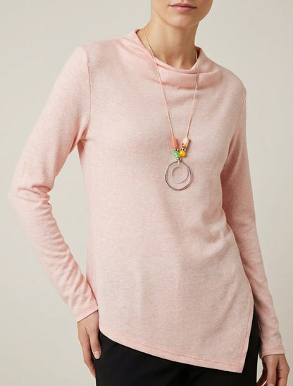 Jersey asimétrico con cuello drapeado - Rosa