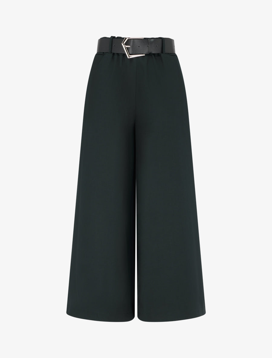 Pantalon ample uni à taille haute - Noir - 1