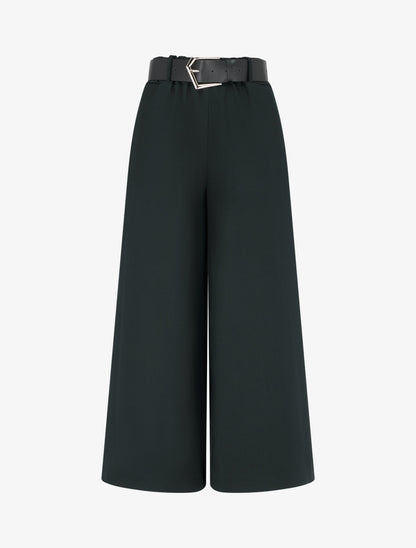 Pantalon ample uni à taille haute - Noir - 1