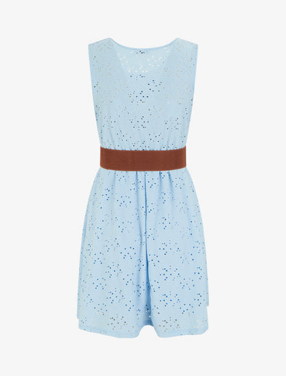 Robe évasée sans manches en broderie anglaise - Bleu ciel - 2