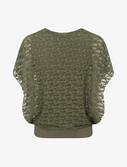 Top boule en dentelle - Kaki - 2