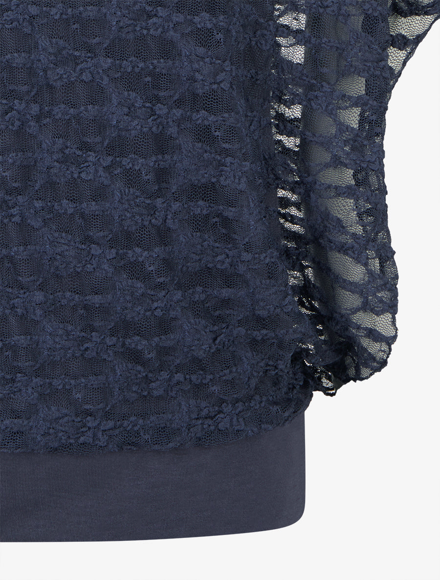 Top boule en dentelle - Marine - 3
