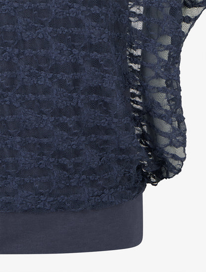 Top boule en dentelle - Marine - 3