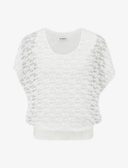 Top boule en dentelle - Blanc - 1