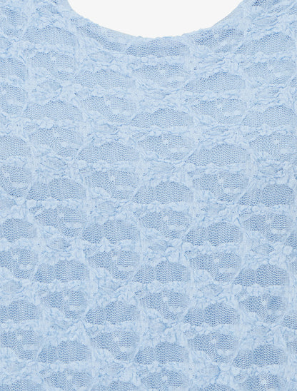 Top boule en dentelle - Bleu ciel - 3