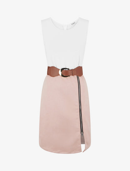 Robe bimatière à zip - Rose - 1