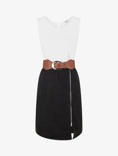 Robe bimatière à zip - Noir - 1
