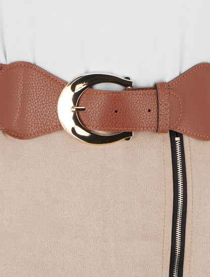 Robe bimatière à zip - Beige - 3