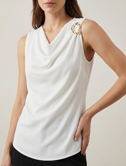 Top unido con incrustaciones de joyas - Blanco