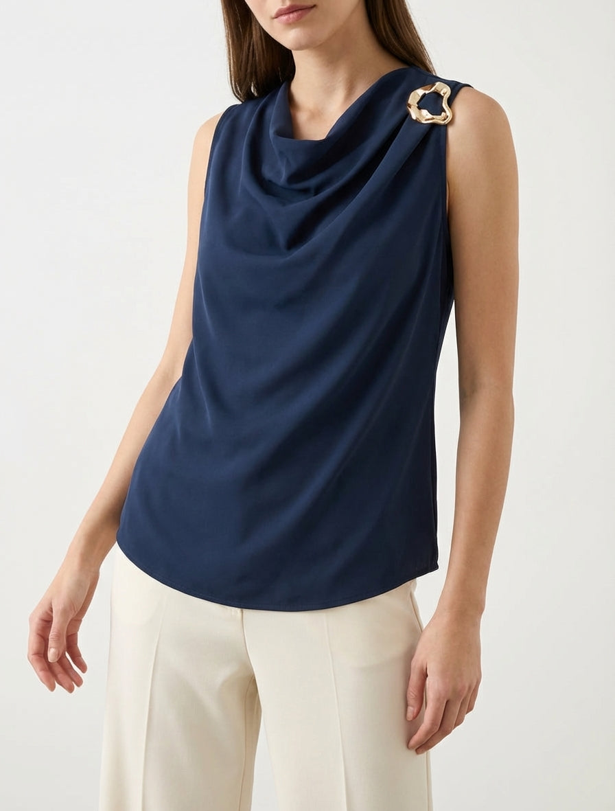 Top unido con incrustaciones de joyas - Marine