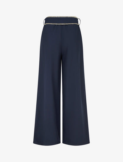 Pantalon ceinturé à détail irisé - Marine - 2