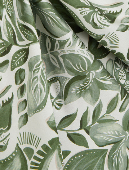 Caraco satiné imprimé feuillage - Kaki - 3