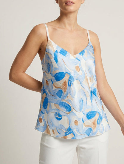 Camisón satinado con estampado abstracto - Azul cielo
