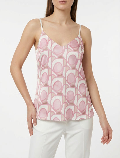 Camisola satinada con estampado gráfico - Rosa