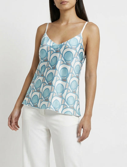 Camisola satinada con estampado gráfico - Turquesa