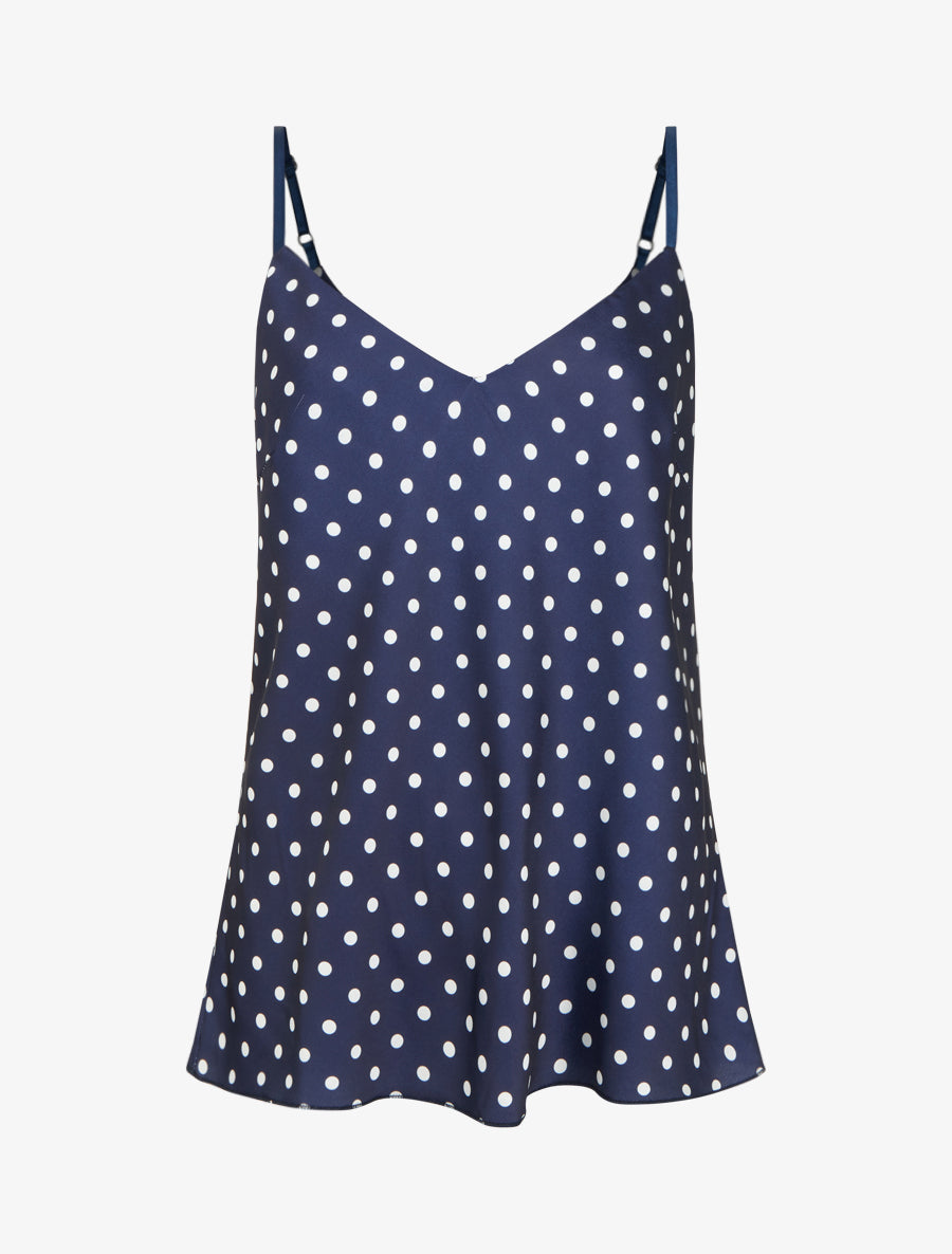 Caraco satiné imprimé à pois - Marine - 1