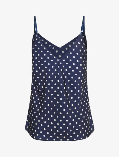 Caraco satiné imprimé à pois - Marine - 2