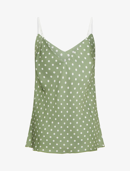 Caraco satiné imprimé à pois - Kaki - 2
