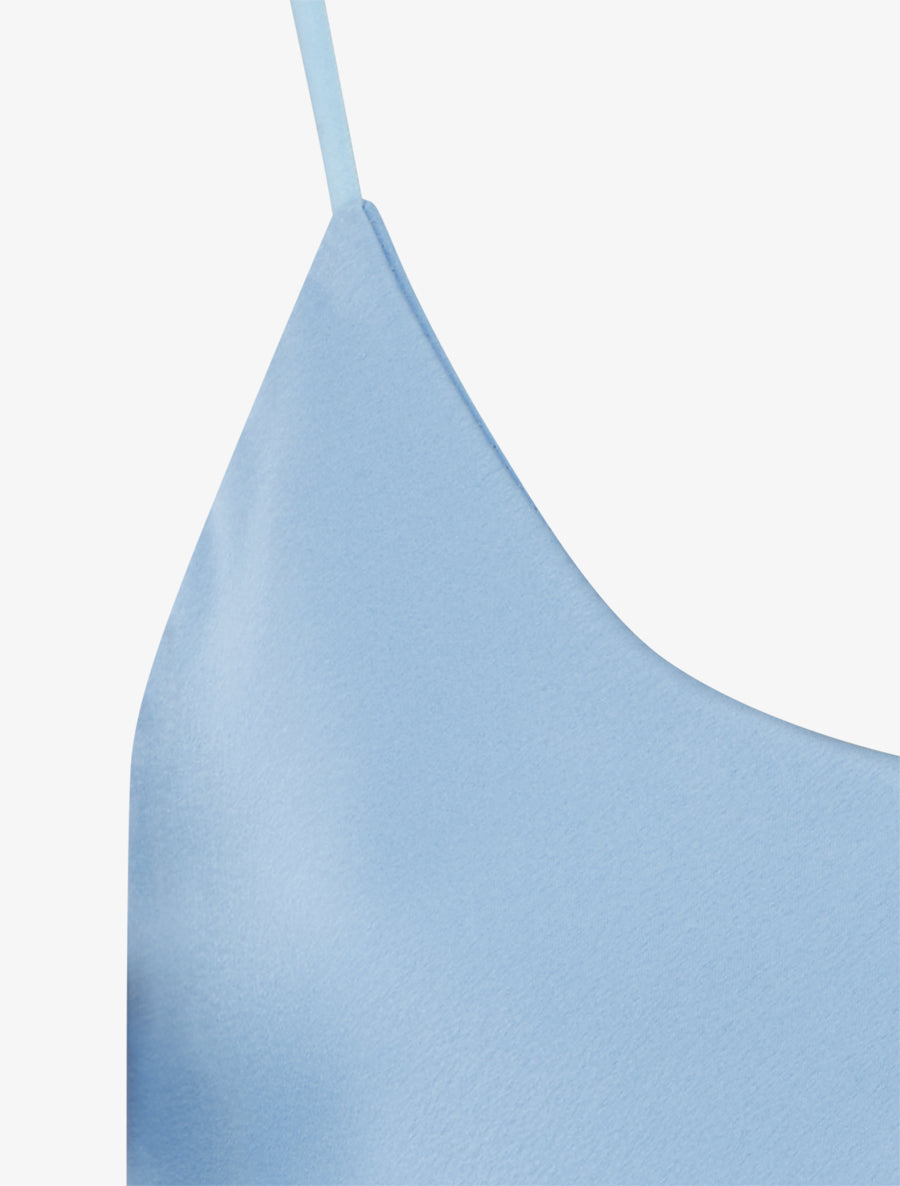 Caraco satiné à bords en dentelle - Bleu ciel - 3