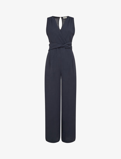 Combinaison sans manches à ceinture torsadée - Marine - 1
