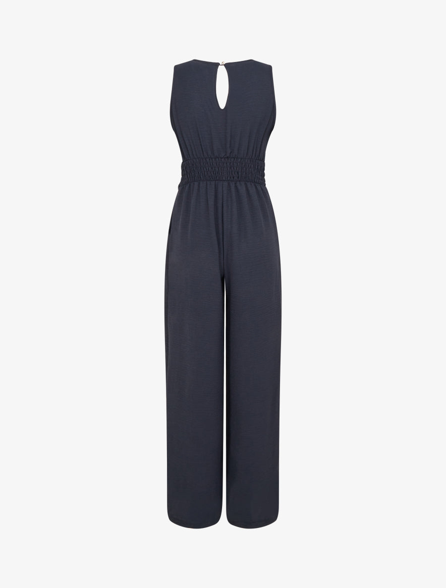 Combinaison sans manches à ceinture torsadée - Marine - 2