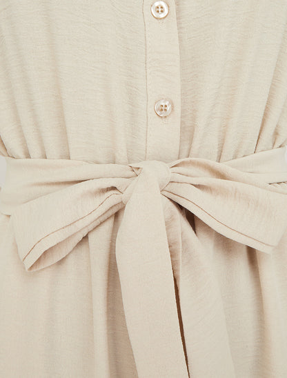 Combinaison boutonnée à épaules en dentelle - Beige - 3