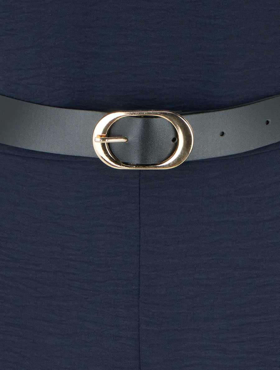 Combinaison unie à empiècement bijoux - Bleu nuit - 3