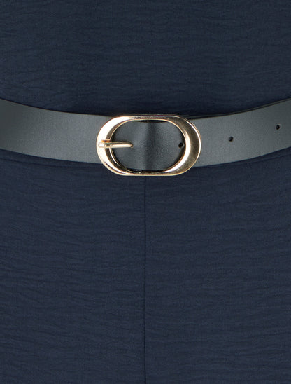 Combinaison unie à empiècement bijoux - Bleu nuit - 3