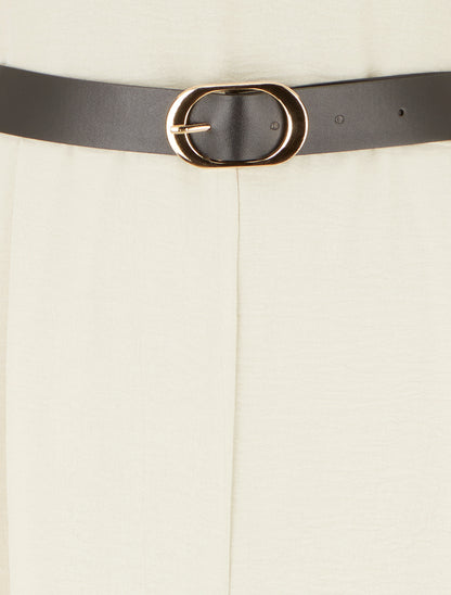 Combinaison unie à empiècement bijoux - Beige - 3