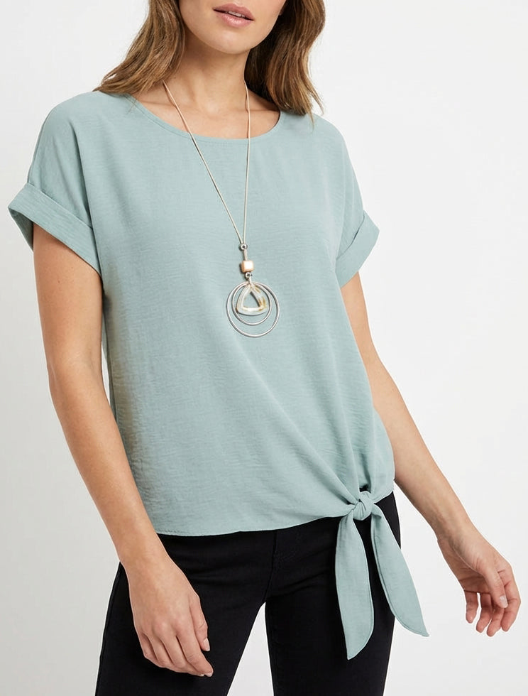 Top de manga corta para atar - Verde agua