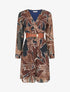 Robe légère en voile lamé imprimé feuillage - Marine - 1