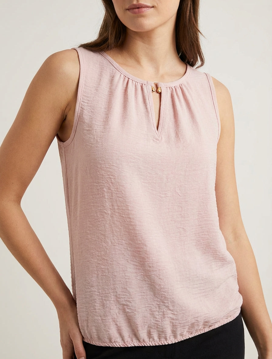 Top elástico con incrustación de joya - Rosa viejo