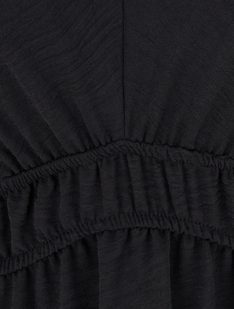 Robe longue évasée à bretelles perlées - Noir - 3